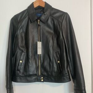 Cole Haan Black Leather Biker Jacket